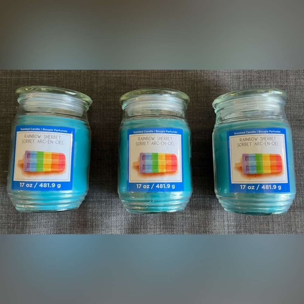 3 Rainbow Sherbet Candles 🌈 🕯️17 oz